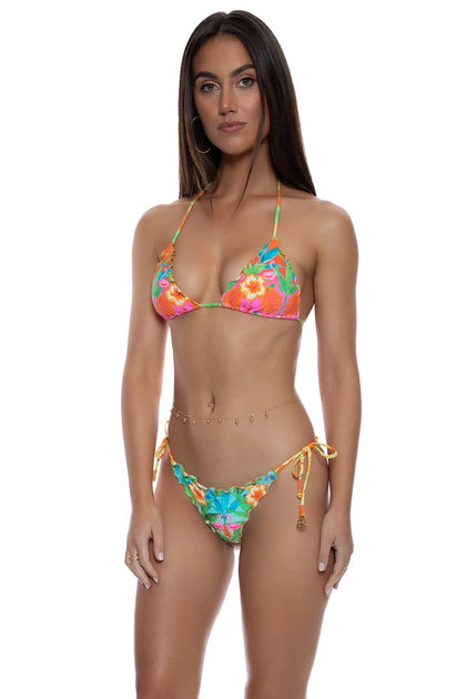 PALM BREEZE - Wavy Luxe Stitch Triangle Top & Wavy Luxe Stitch Brazilian Tie Side Ruched Back Bottom • Multicolor