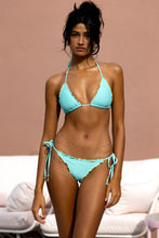 FOREVER LULI - Wavy Luxe Stitch Triangle Top & Wavy Luxe Stitch Brazilian Tie Side Ruched Back Bottom • Aqua