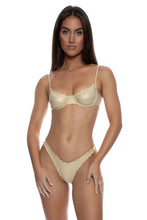 FOREVER LULI - Wavy Luxe Stitch Minimal Balconette Top & Wavy Luxe Stitch High Leg Brazilian Bottom • Gold Rush