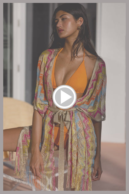 MIAMI ERA - Open Front Tie Short Poncho • Multicolor