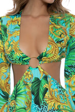 PALM ISLAND - Deep V Ring Cut Out Short Dress • Multicolor