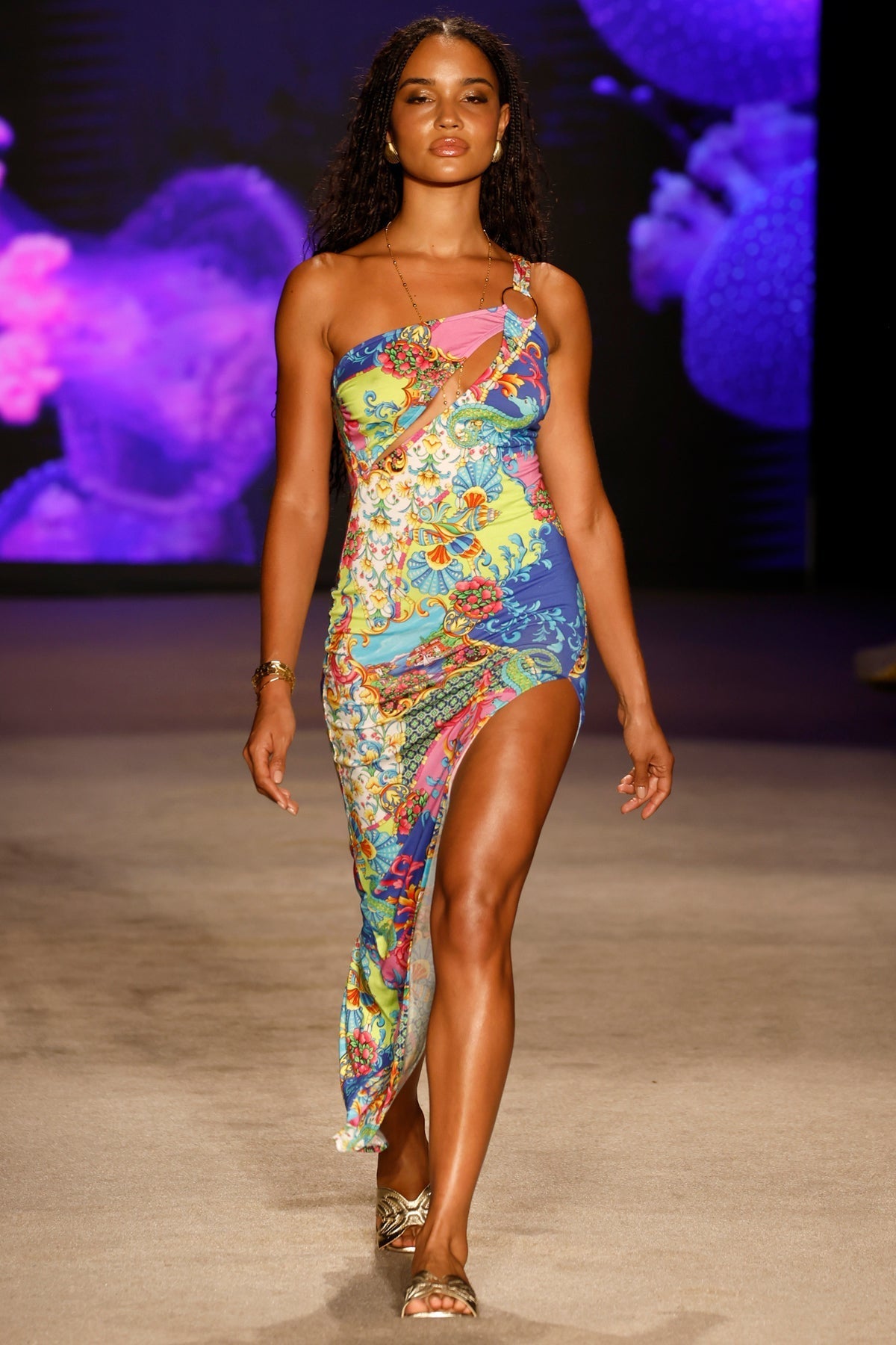 LA COSTA - Asymmetrical Cut Out Maxi Dress Multicolor Runway Luli Fama EU LA COSTA - Asymmetrical Cut Out Maxi Dress Multicolor Runway Luli Fama EU