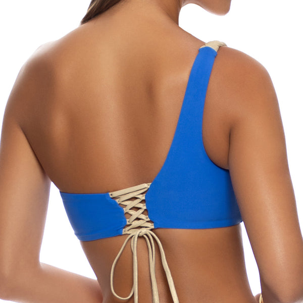 SAIL ON - One Shoulder Braided Laced Back Top
