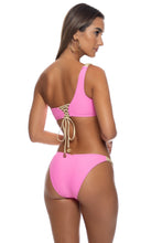 SAIL ON - One Shoulder Braided Laced Back Top & Braided Moderate Bottom • Pink