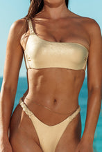 SAIL ON - One Shoulder Braided Laced Back Top & Braided Moderate Bottom • Gold Rush