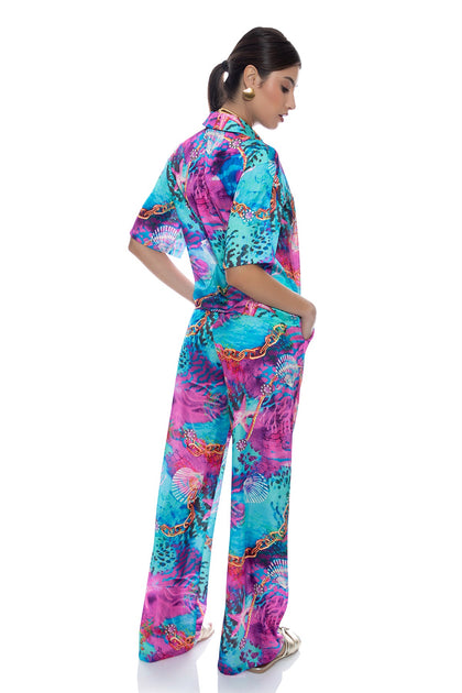 TREASURE - Collared 3/4 Sleeve Button Up Shirt & Elastic Waistband Pant • Multicolor Campaign