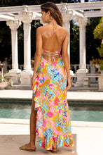 SHE'S CUTE - Drawstring Halter Asymmetrical Ruffle Dress • Multicolor