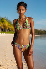 ELECTRIC SKIN - Triangle Halter Top & Seamless Full Ruched Back Bottom • Multi Neon