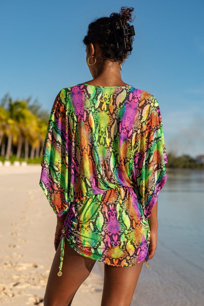 ELECTRIC SKIN - Cabana V Neck Dress • Multi Neon