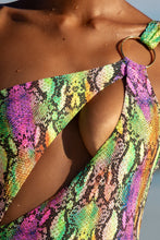 ELECTRIC SKIN - Asymmetrical Cut Out Ring Bodysuit • Multi Neon