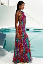 ELECTRIC SKIN - Halter Neck Cut Out Long Dress • Multicolor