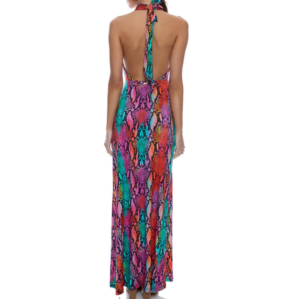 ELECTRIC SKIN - Halter Neck Cut Out Long Dress
