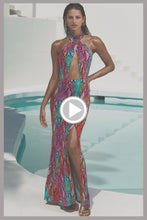 ELECTRIC SKIN - Halter Neck Cut Out Long Dress • Multicolor