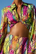 ELECTRIC SKIN - Cropped Tie Shirt & Skort • Multi Neon