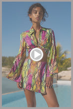 ELECTRIC SKIN - Cropped Tie Shirt & Skort • Multi Neon