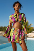 ELECTRIC SKIN - Cropped Tie Shirt & Skort • Multi Neon