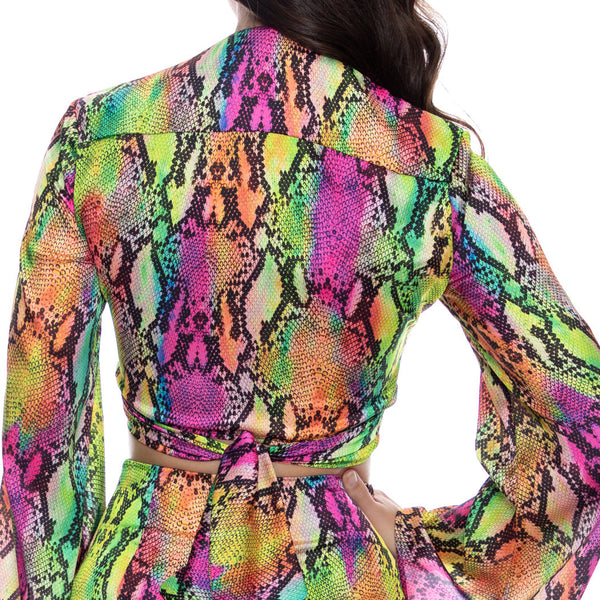 ELECTRIC SKIN - Cropped Tie Shirt