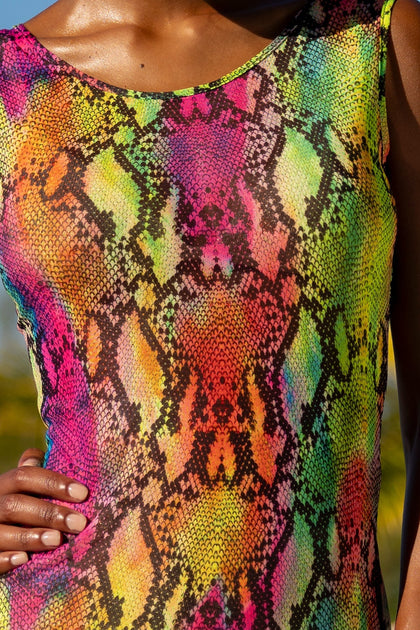 ELECTRIC SKIN - Maxi Tank Dress • Multi Neon