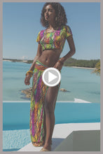 ELECTRIC SKIN - Crop Top & Twist Front Skirt • Multi Neon