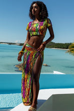 ELECTRIC SKIN - Crop Top & Twist Front Skirt • Multi Neon