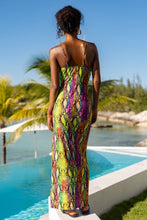 ELECTRIC SKIN - Fitted Side Slit Maxi Dress • Multi Neon