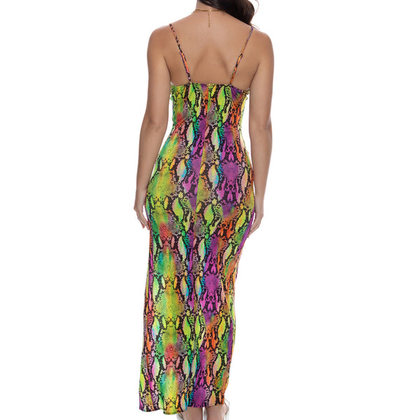 ELECTRIC SKIN - Fitted Side Slit Maxi Dress