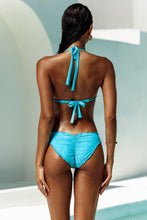 WAVE CHASER - Triangle Halter Top & Seamless Full Ruched Back Bottom • Aqua