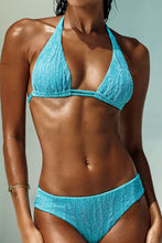 WAVE CHASER - Triangle Halter Top & Seamless Full Ruched Back Bottom • Aqua