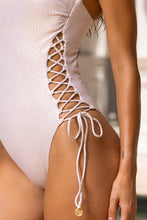 LUMINOUS - Square Neck Laced Up One Piece • Gold