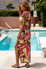 FLUTTER - Crop Top & Ruched Front High Slit Maxi Skirt • Multicolor