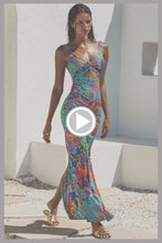 IN THE GROOVE - Drawstring Peek A Boo Maxi Dress • Multicolor