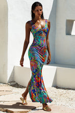 IN THE GROOVE - Drawstring Peek A Boo Maxi Dress • Multicolor