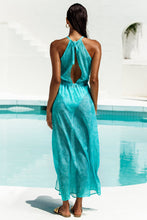 IN THE GROOVE - Halter Keyhole Maxi Dress • Aqua