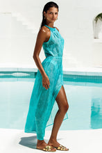 IN THE GROOVE - Halter Keyhole Maxi Dress • Aqua