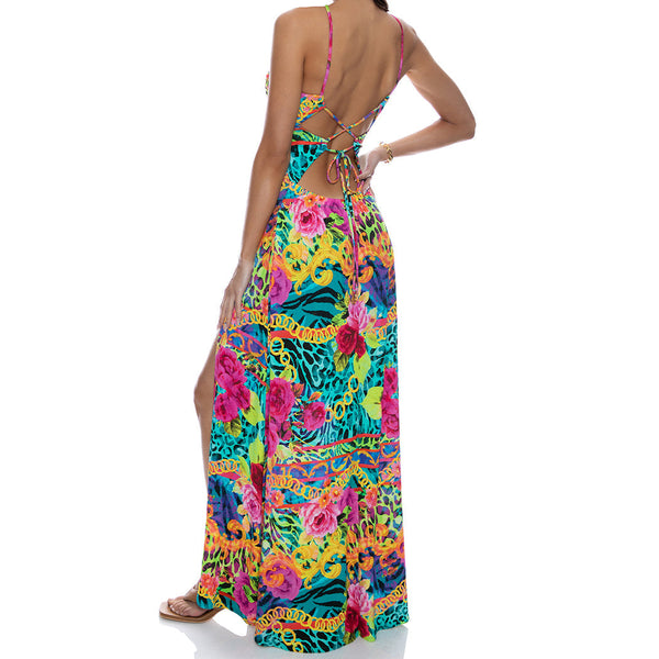 WILD BLOOMS - Halter Ring Long Dress