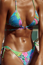 SEAGLASS FANTASY - Crystallized Looped Triangle Top & Crystallized Seamless Ruched Back Brazilian Tie Side Bottom • Multicolor