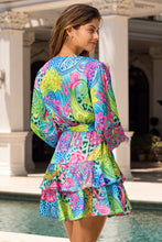 SEAGLASS FANTASY - Long Sleeve Tiereel Ruffle Mini Dress • Multicolor