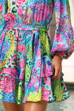 SEAGLASS FANTASY - Long Sleeve Tiereel Ruffle Mini Dress • Multicolor