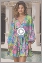 SEAGLASS FANTASY - Long Sleeve Tiereel Ruffle Mini Dress • Multicolor