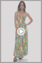 SUN STONES - Bandeau Cut Out Front Slit Dress • Multicolor