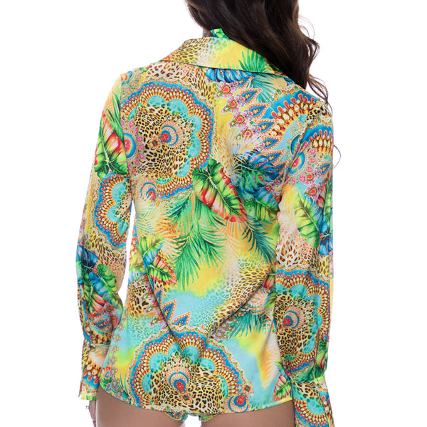 SUN STONES - Button Down Deep Cuff Blouse