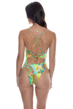 SUN STONES - Rings Square Neck Laced Up One Piece • Multicolor