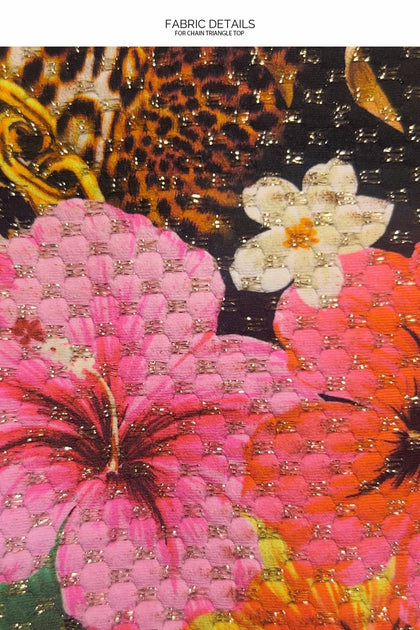 VISIONS OF PARADISE - Chain Triangle Top & Scrunch Up Mini Skirt • Multi Black