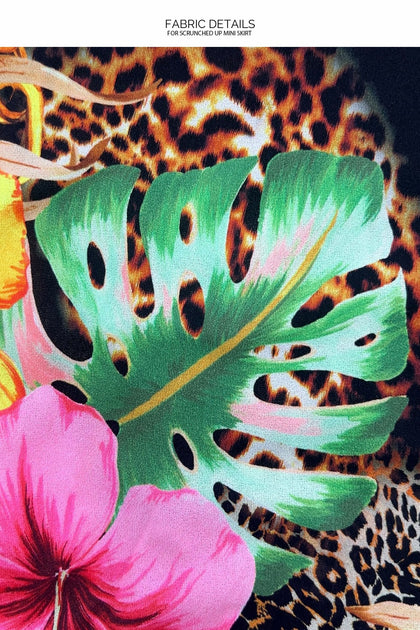 VISIONS OF PARADISE - Chain Triangle Top & Scrunch Up Mini Skirt • Multi Black