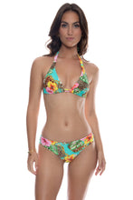 VISIONS OF PARADISE - Triangle Halter Top & Seamless Full Ruched Back Bottom • Multicolor