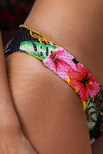 VISIONS OF PARADISE - Triangle Halter Top & Seamless Full Ruched Back Bottom • Multi Black