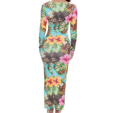 VISIONS OF PARADISE - Long Sleeve Keyhole Cut Out Maxi Dress