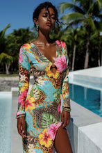 VISIONS OF PARADISE - Long Sleeve Keyhole Cut Out Maxi Dress • Multicolor