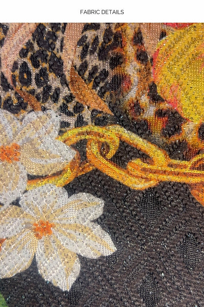 VISIONS OF PARADISE - Long Sleeve Keyhole Cut Out Maxi Dress • Multi Black