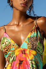 VISIONS OF PARADISE - Chain Bralette Side Slit Maxi Dress • Multicolor